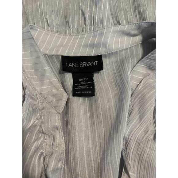 Lane Bryant Women's Gray Ruffle Front Button 3/4 Sleeve Sheer Tunic Size 18/20 - Picture 3 of 7